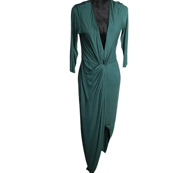 LOVERS+FRIENDS NWT Sexy Green Sexy Deep V Neck High Low Maxi Party Dress $178 M